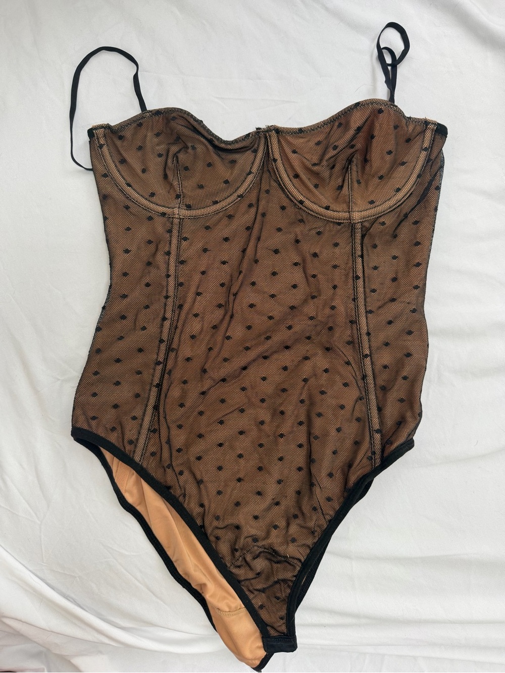 White Fox Boutique Black Polka Dot Bodysuit